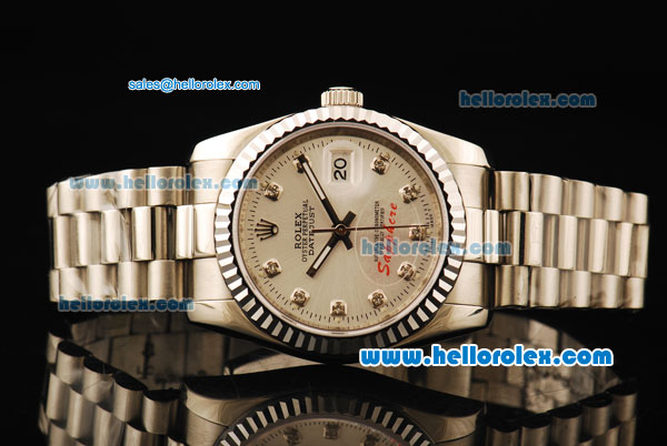 Rolex Datejust Automatic Movement Full Steel with Silver Dial and Diamond Markers - Click Image to Close